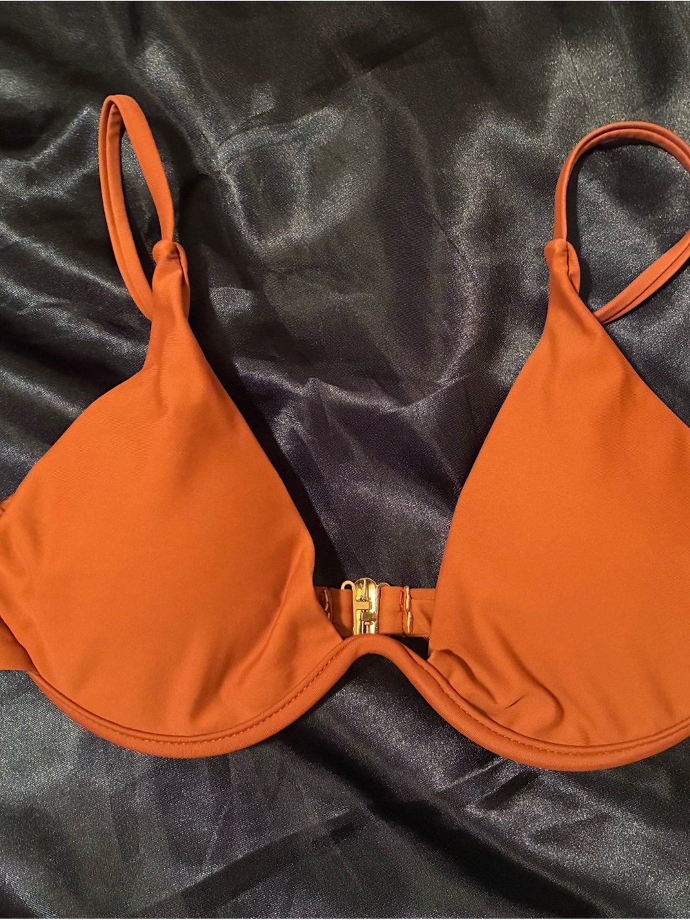 Orange underlined Bikini Top with Gold Clasp in size medium